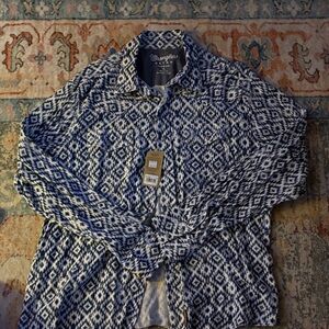 Wrangler Blue and White Geometric Men's Shirt